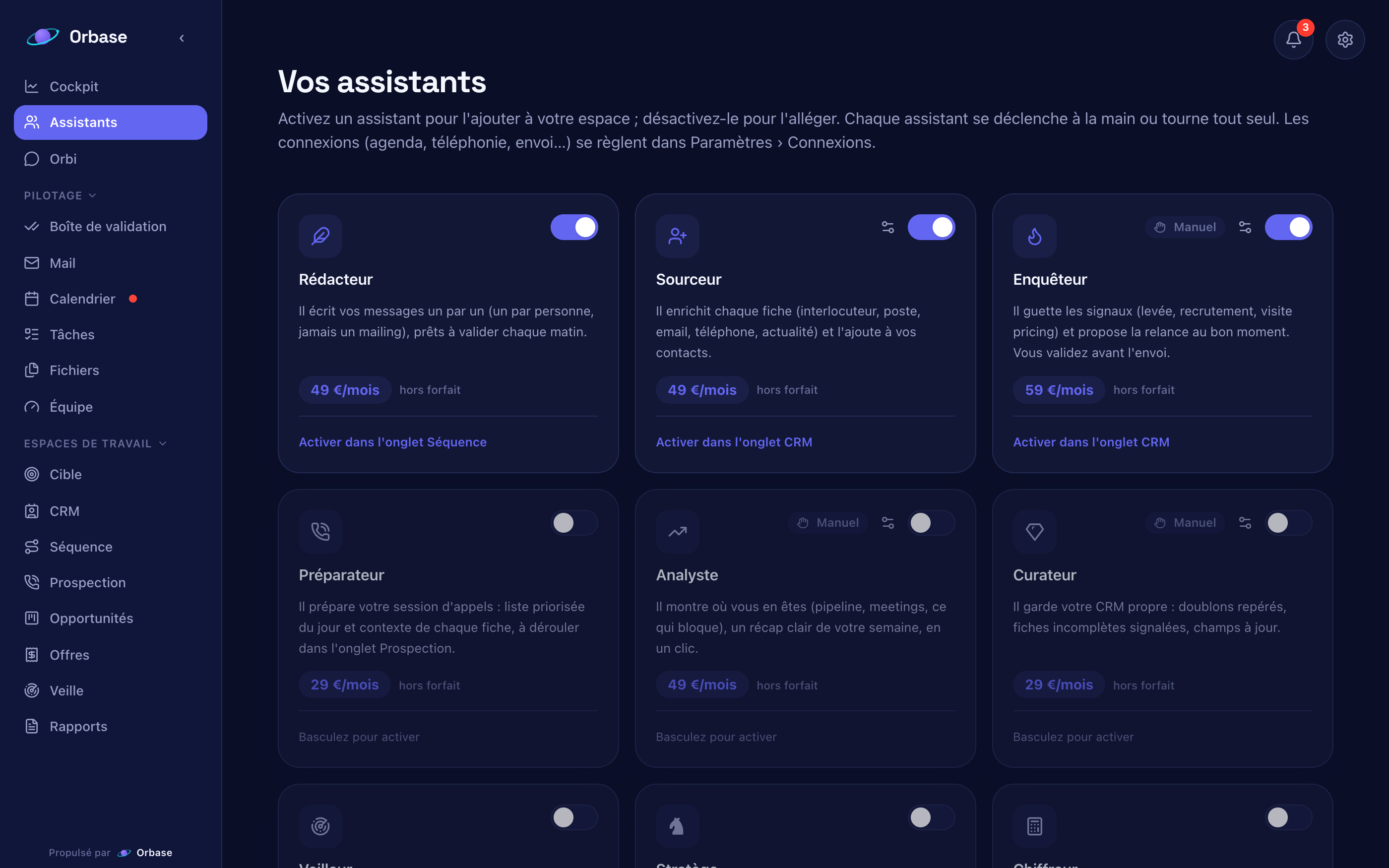 Catalogue d'assistants Orbase