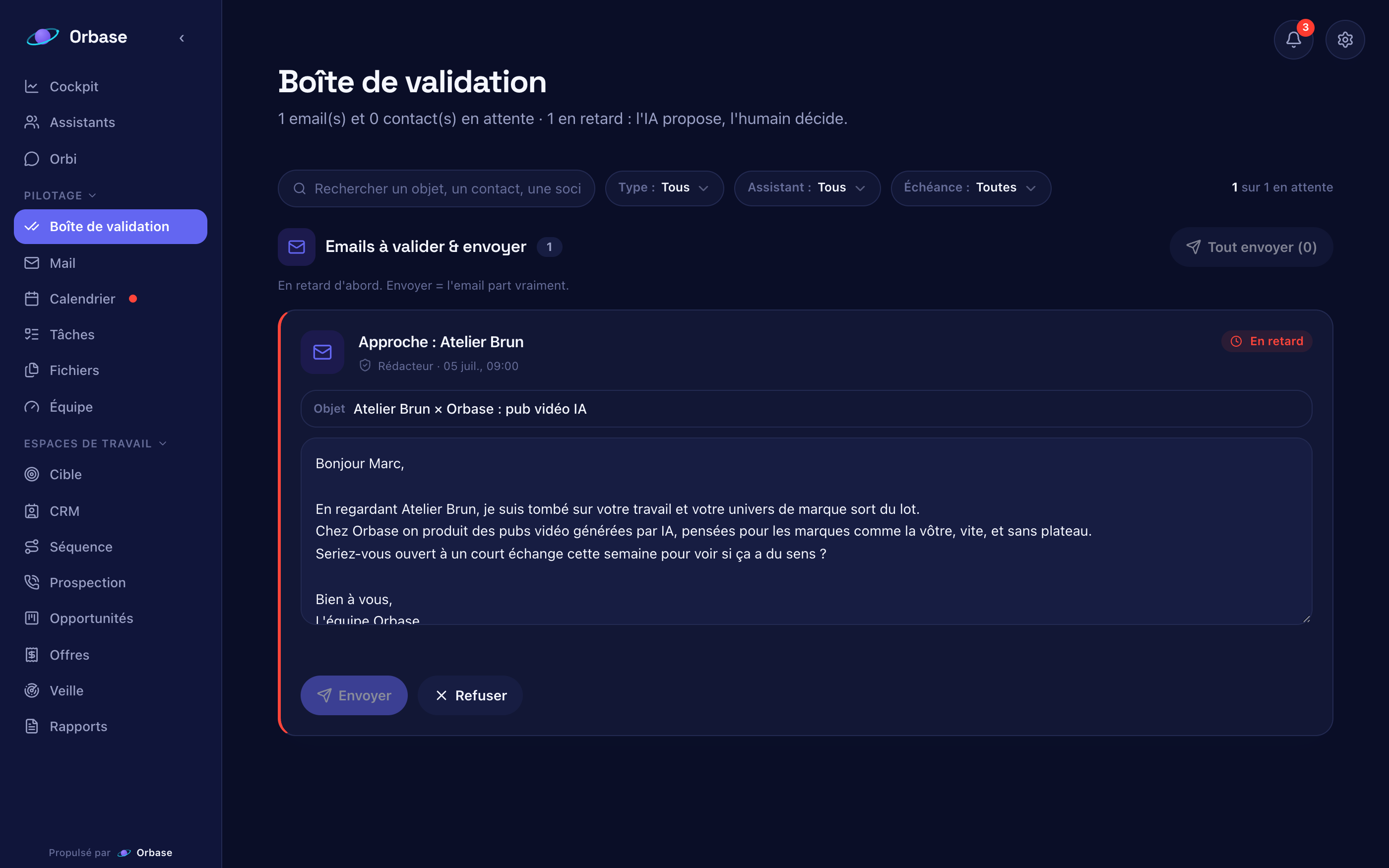 La boîte de validation : l'IA propose, l'humain décide